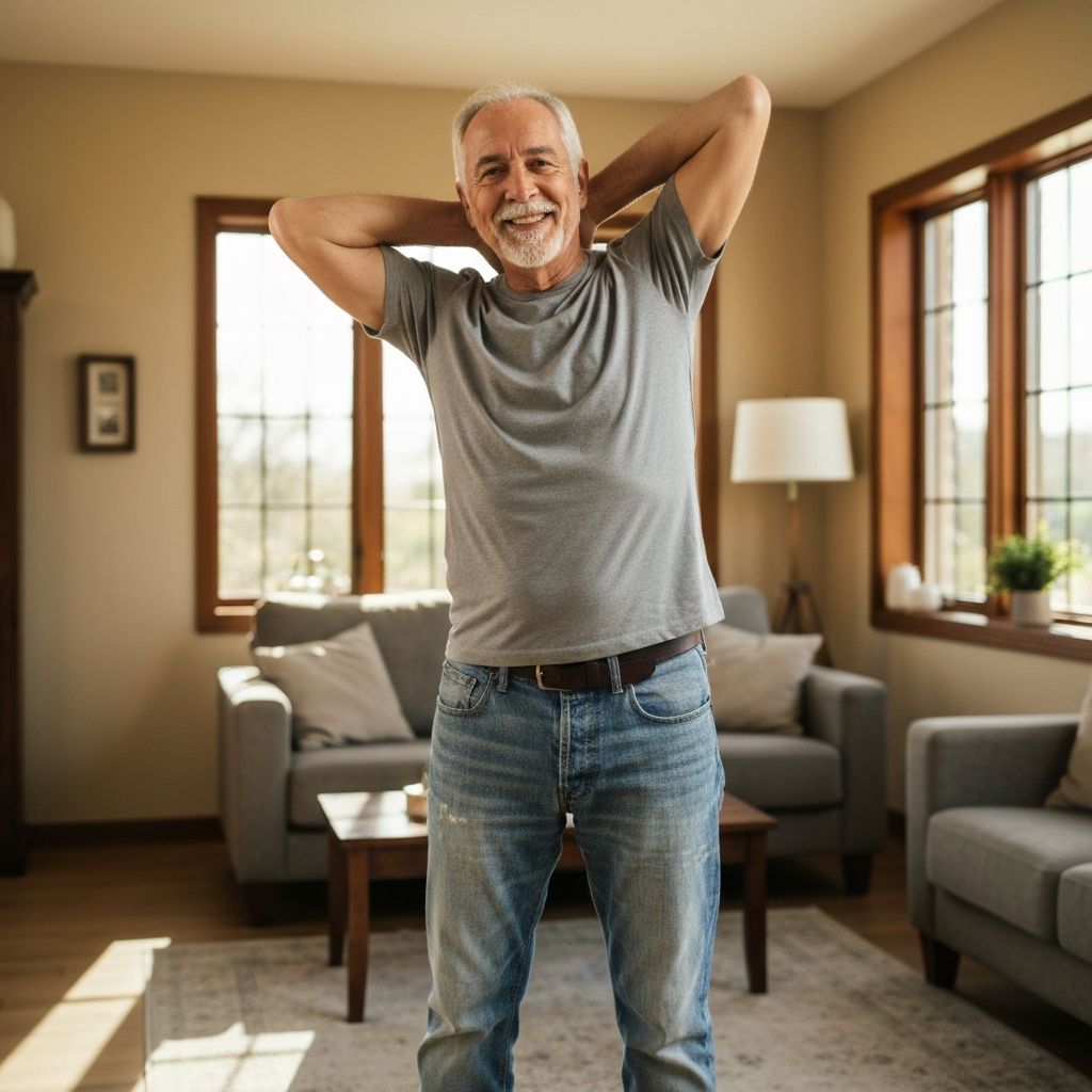 Person performing standing neck stretch